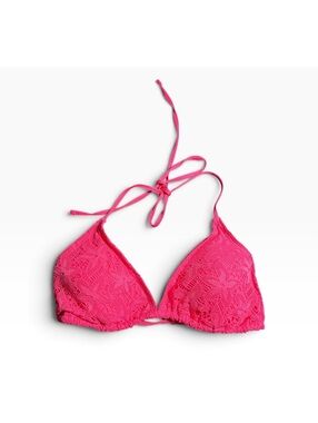 VINCE CAMUTO coral pink triangle string tie bikini top size Large New